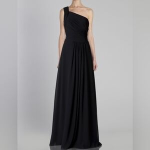 Monique Lhuillier Black One-Shoulder Evening Gown